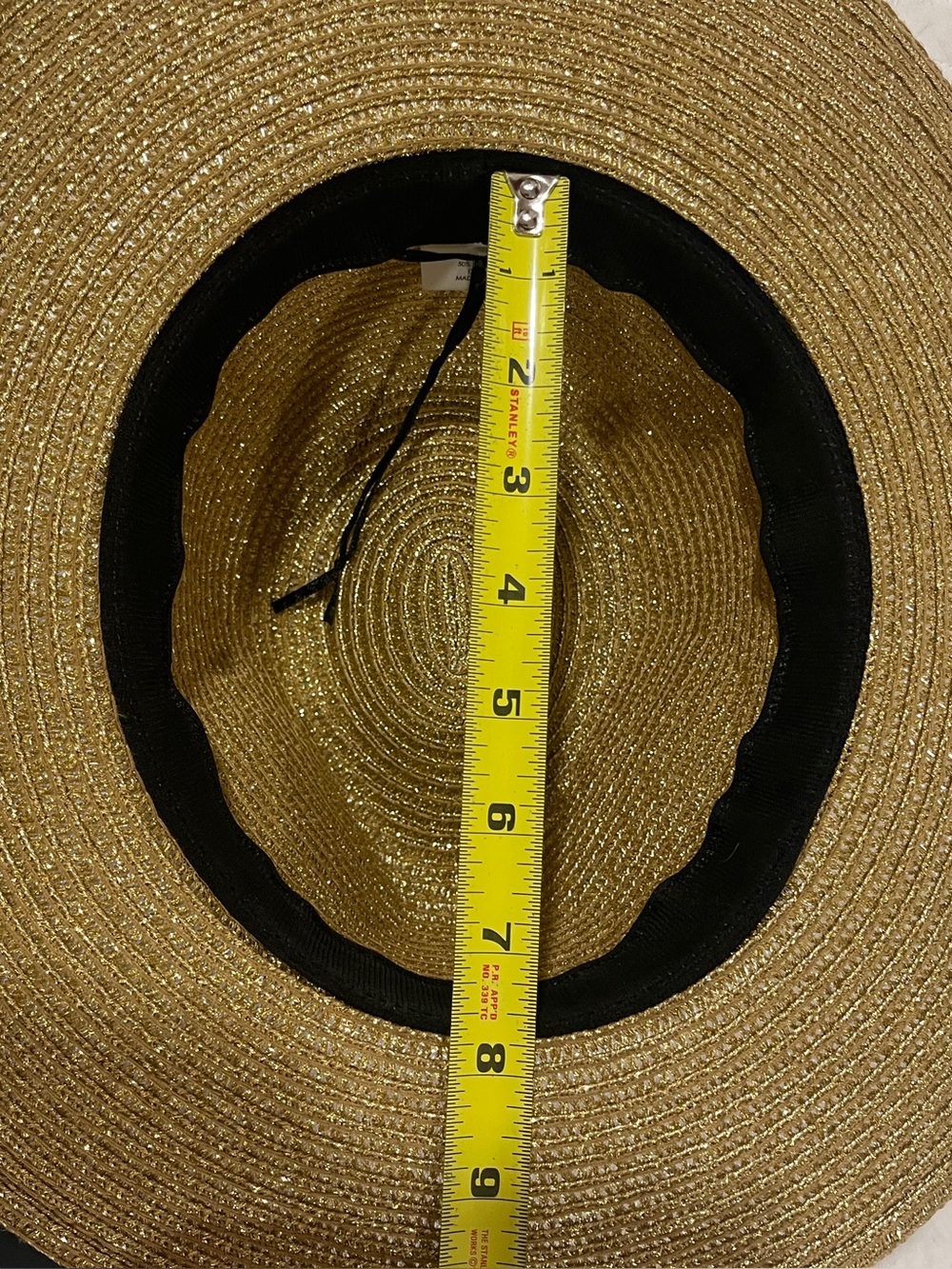 Straw Wide-Brim Fedora Hat with Black Band - Tan - Picture 8 of 9